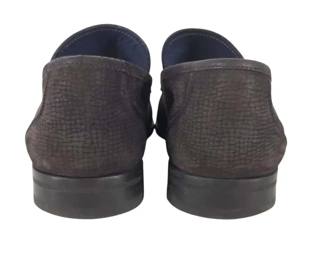 Salvatore Ferragamo Driving Loafers US 7 2E IT 40 Mens Navy Suede Bit $595